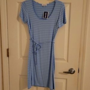 Calvin Klein Tee Shirt Blue Striped Dress, Size 4. NWT!